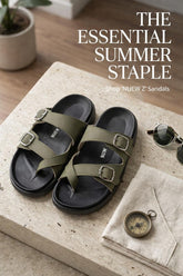 Premium EVA Dual Buckle Comfort Slides – Olive Green
