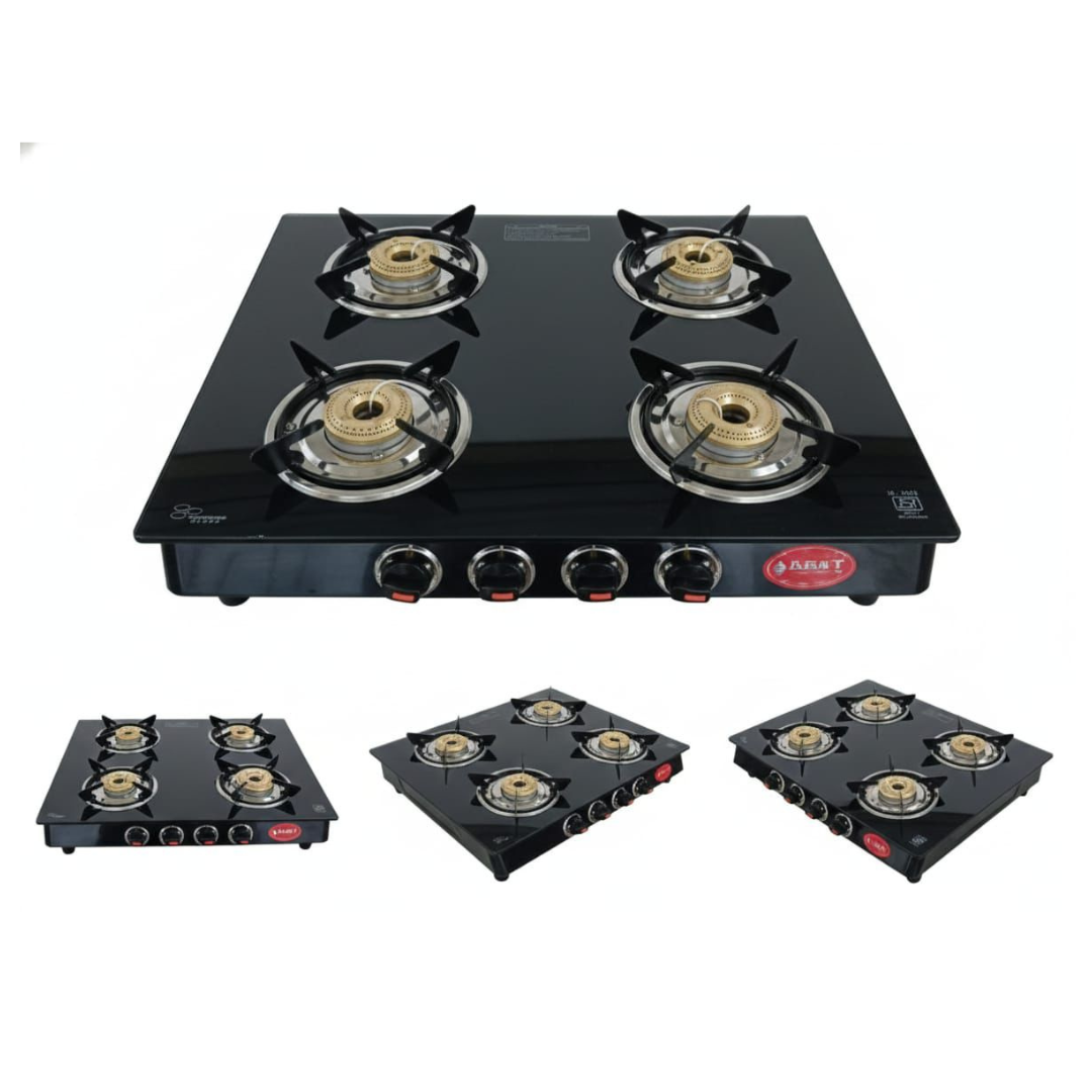 GLASS TOP LPG STOVE - 4 BURNER