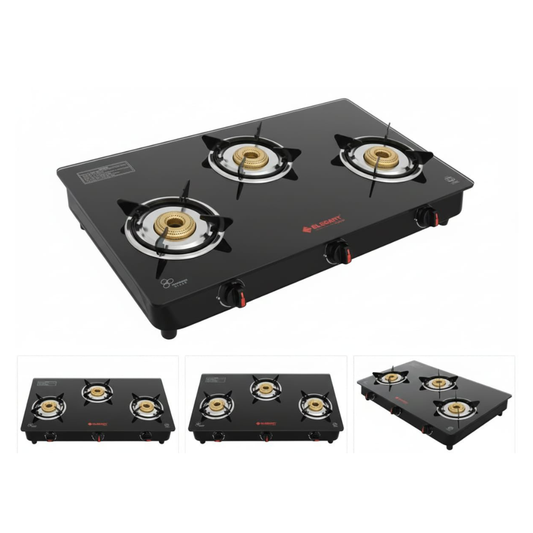 GLASS TOP LPG STOVE - 3 BURNER