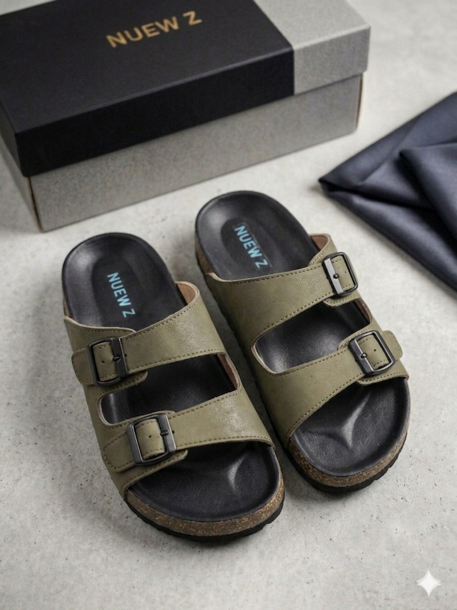 Nuew Z Premium Double Strap Cock Green Sandals