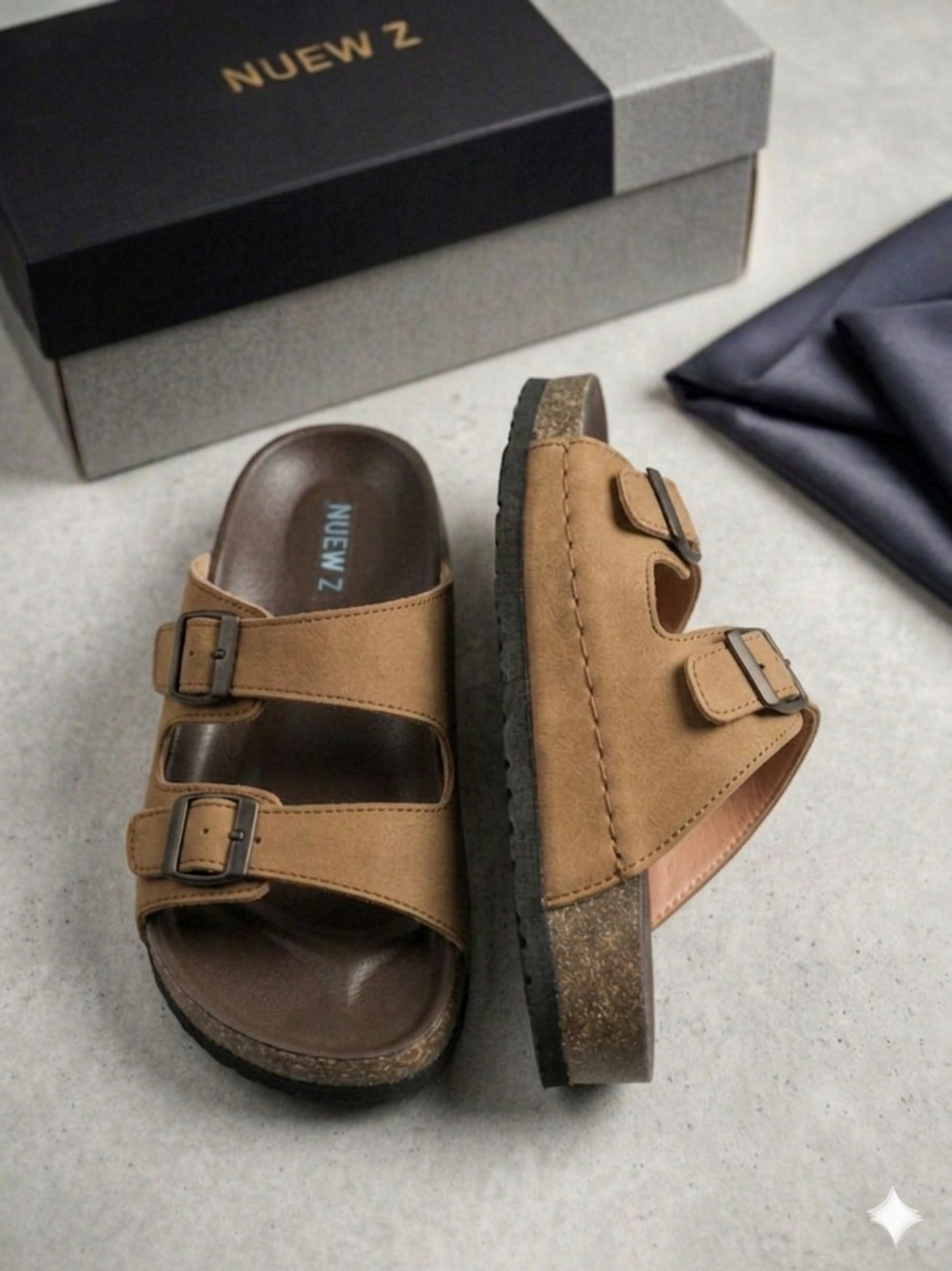 Nuew Z Premium Double Strap Cock Tan Sandals
