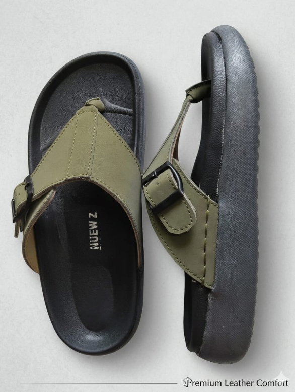 NUEW Z EVA V-Strap Sandals-Olive Green with Black Sole