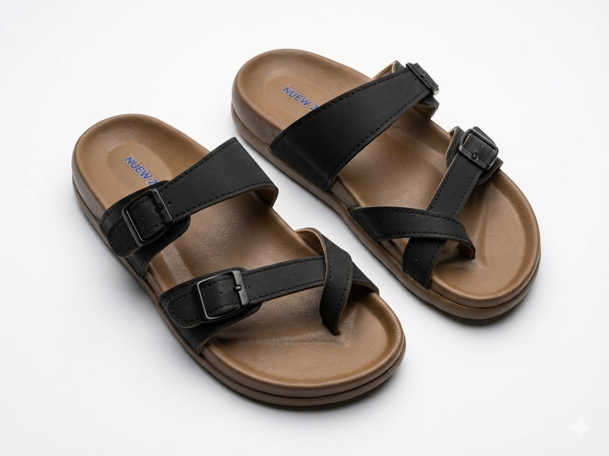 Premium PU Sandals with Ring Strap and Double Buckel