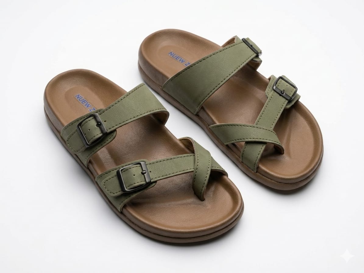 Premium PU Sandals with Ring Strap and Double Buckel