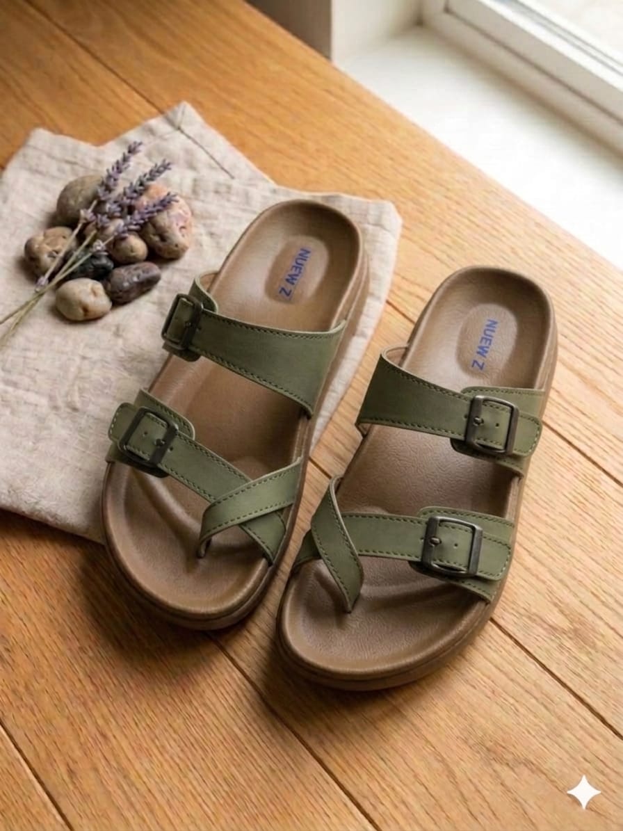 Premium PU Sandals with Ring Strap and Double Buckel