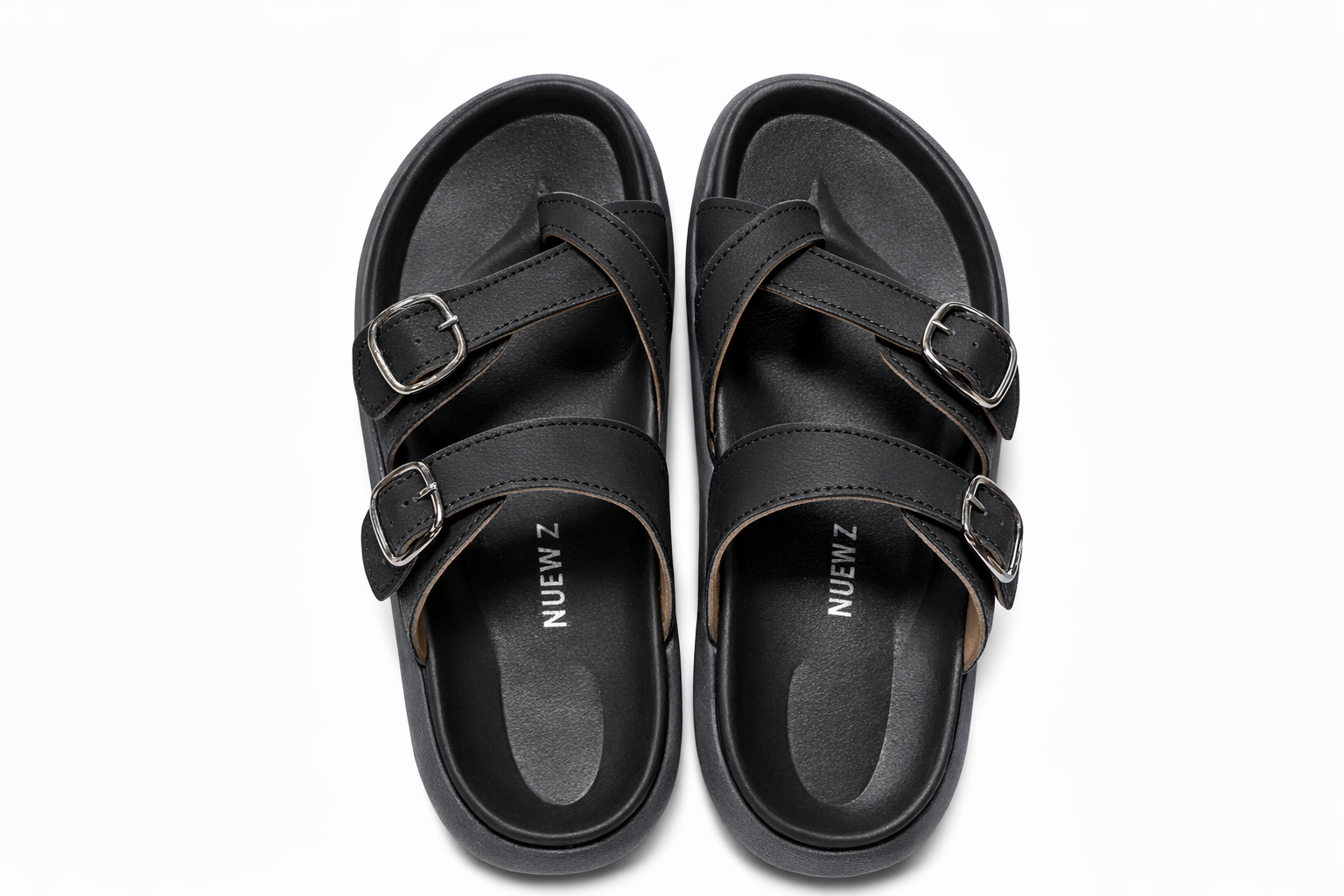 Premium EVA Dual Buckle Comfort Slides – Black