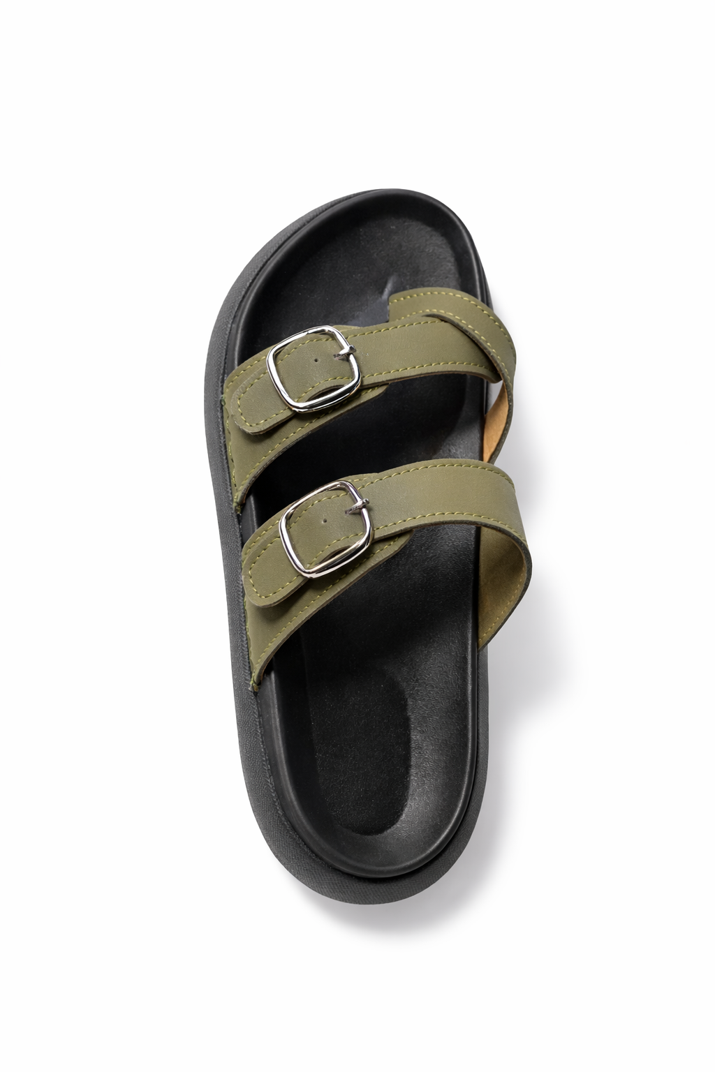 Premium EVA Dual Buckle Comfort Slides – Olive Green