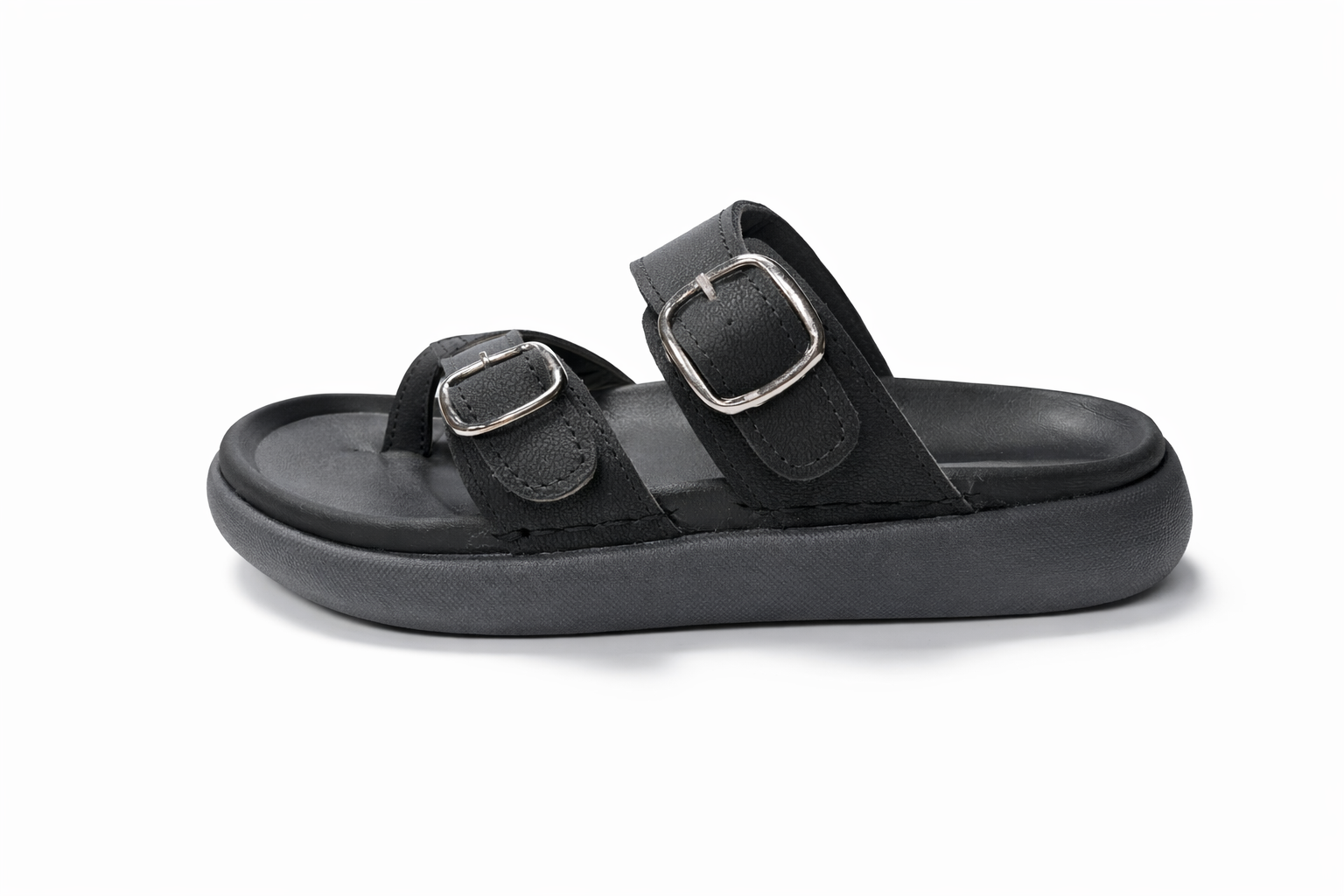 Premium EVA Dual Buckle Comfort Slides – Black