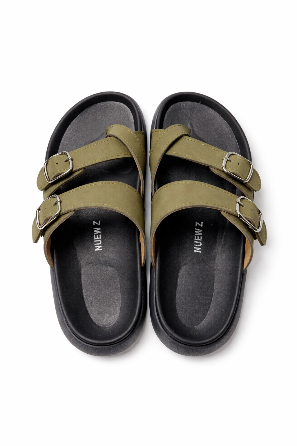 Premium EVA Dual Buckle Comfort Slides – Olive Green