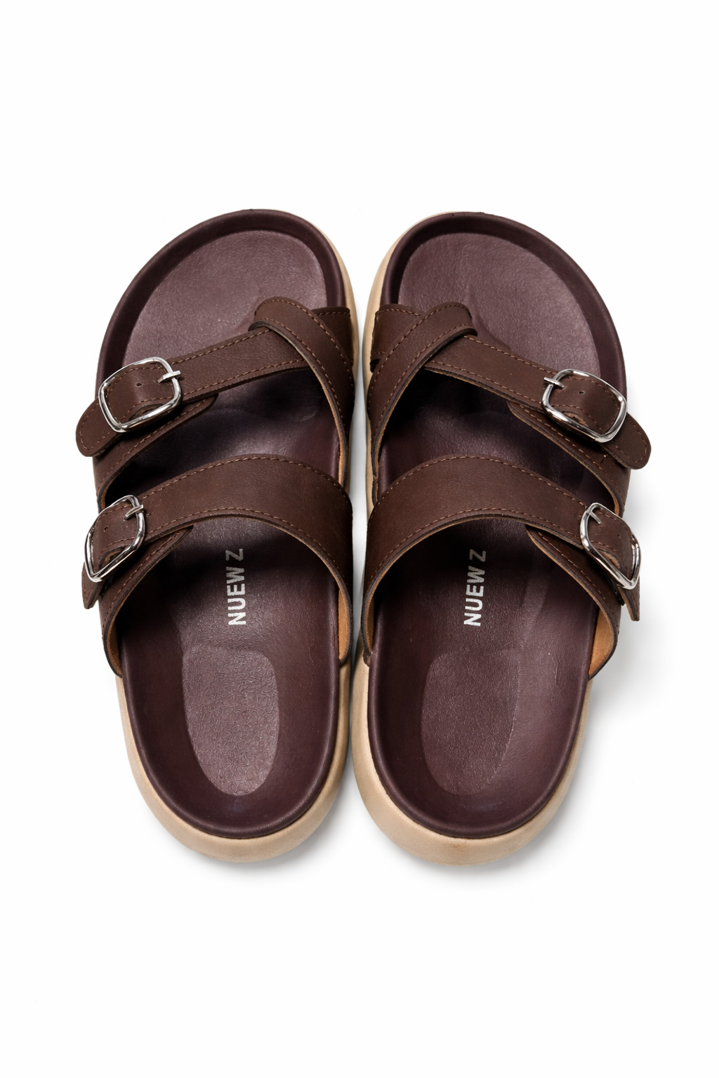 Premium EVA Dual Buckle Comfort Slides – Brown